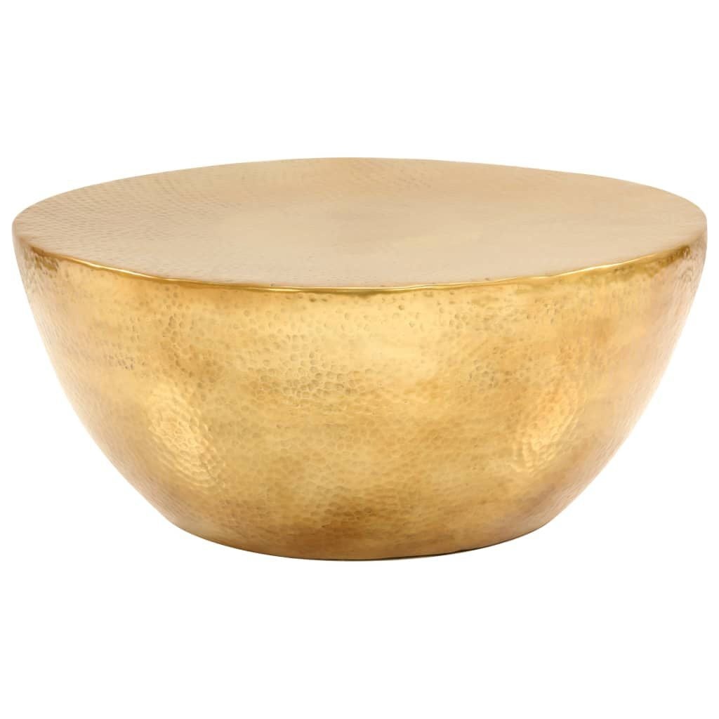 vidaXL Salontafel 70x30cm Gehamerd Aluminium Messingkleurig - 59% Korting