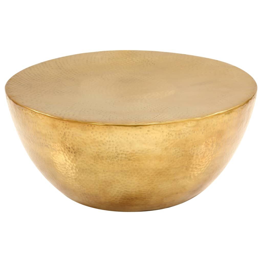 vidaXL Salontafel 70x30cm Gehamerd Aluminium Messingkleurig - 59% Korting