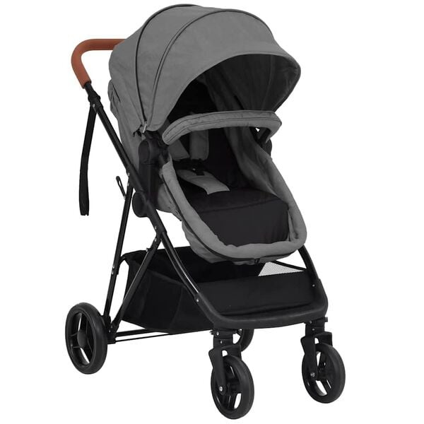 vidaXL Kinderwagen 2-in-1 | Staal | Lichtgrijs/Zwart | 54% Korting
