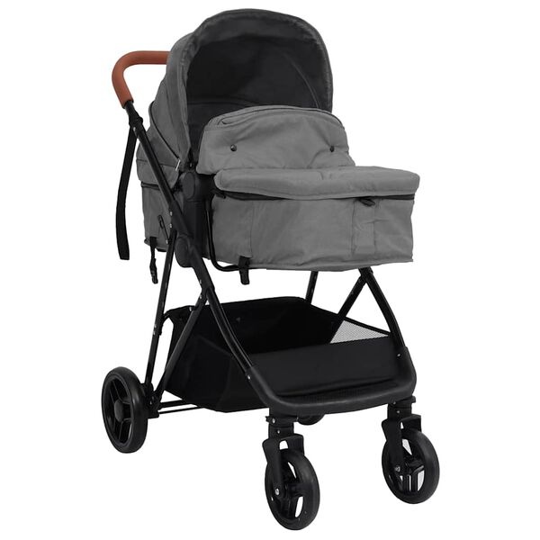 vidaXL Kinderwagen 2-in-1 | Staal | Lichtgrijs/Zwart | 54% Korting