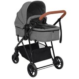 vidaXL Kinderwagen 2-in-1 | Staal | Lichtgrijs/Zwart | 54% Korting