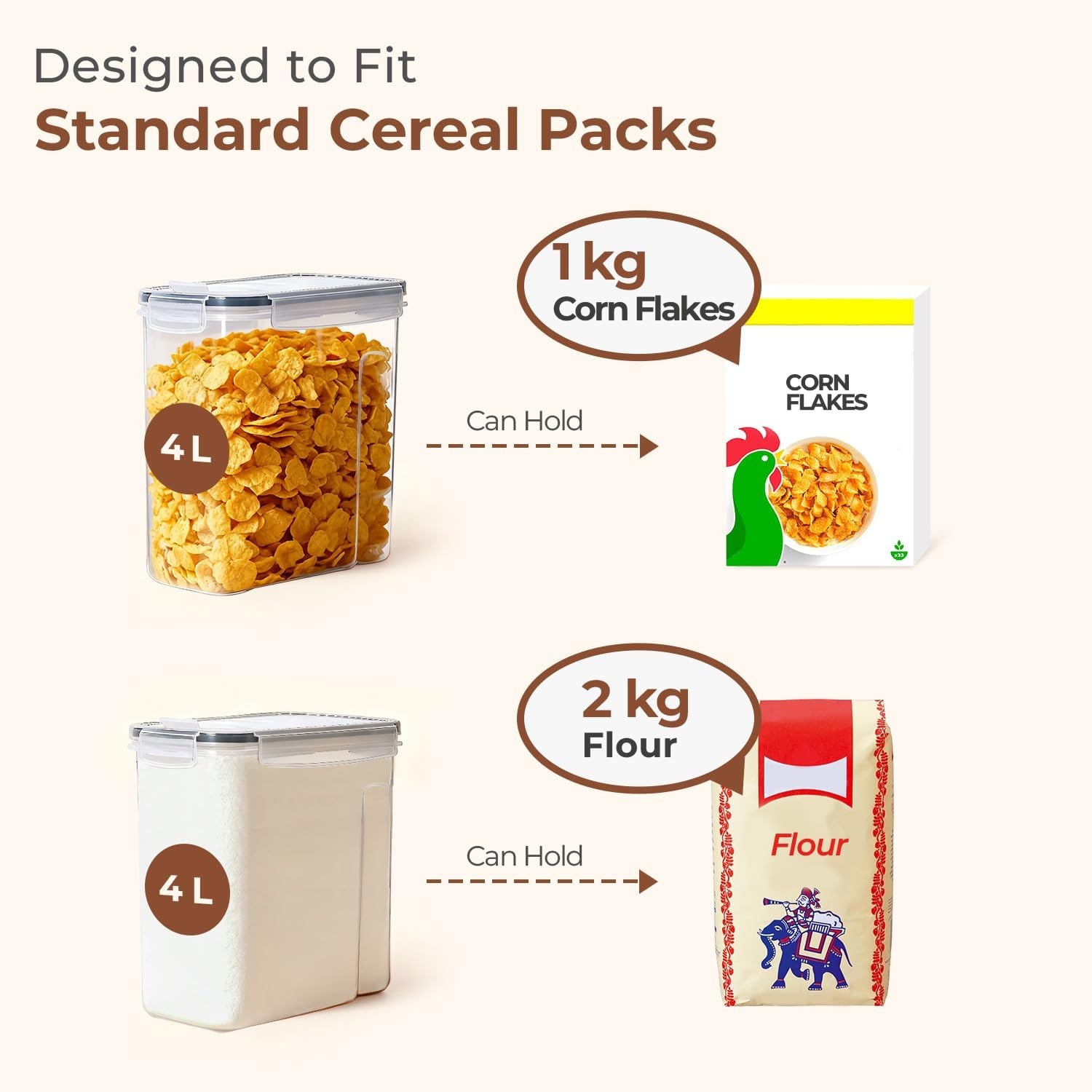 ComSaf 4L Luchtdichte Pastabewaarset (4 stuks) - Nu 44% Korting!