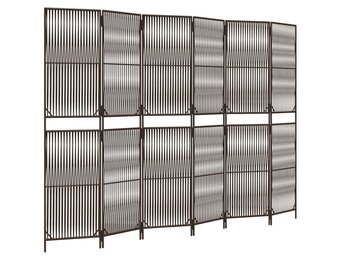 vidaXL Kamerscherm 6 panelen, Poly Rattan Bruin - 69% Korting!