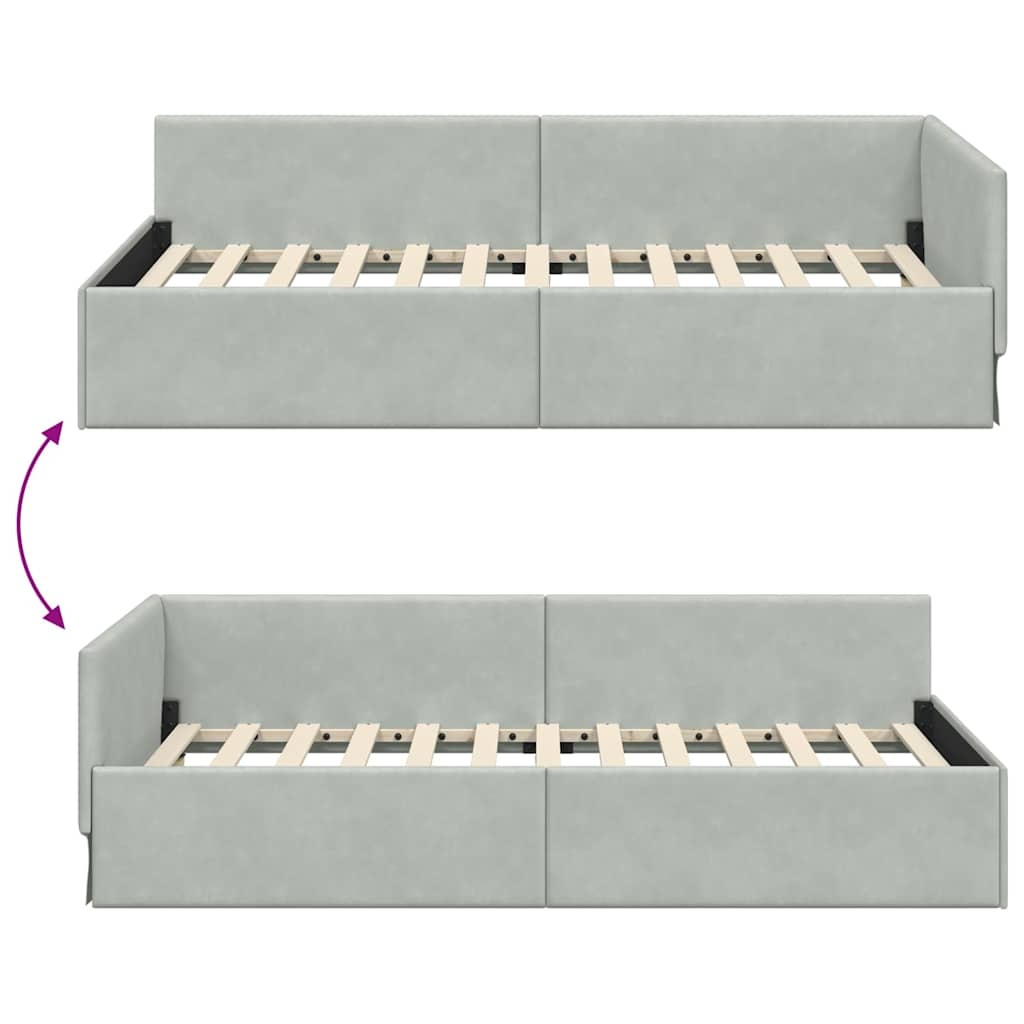 vidaXL Hoekbedframe 34% Korting! Lichtgrijs Fluweel 80x200 cm