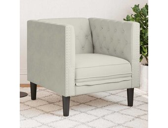 vidaXL Fauteuil Chesterfield-stijl fluweel crèmekleurig - 34% Korting!