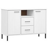 vidaXL Dressoir OSLO (113x40x77cm) met metalen poten - Grenenhout Wit | 59% Korting!