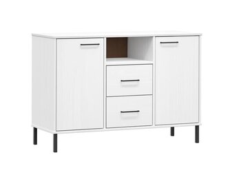 vidaXL Dressoir OSLO (113x40x77cm) met metalen poten - Grenenhout Wit | 59% Korting!