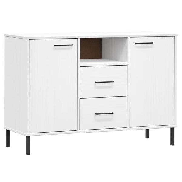 vidaXL Dressoir OSLO (113x40x77cm) met metalen poten - Grenenhout Wit | 59% Korting!