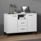 vidaXL Dressoir OSLO (113x40x77cm) met metalen poten - Grenenhout Wit | 59% Korting!