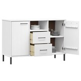 vidaXL Dressoir OSLO (113x40x77cm) met metalen poten - Grenenhout Wit | 59% Korting!