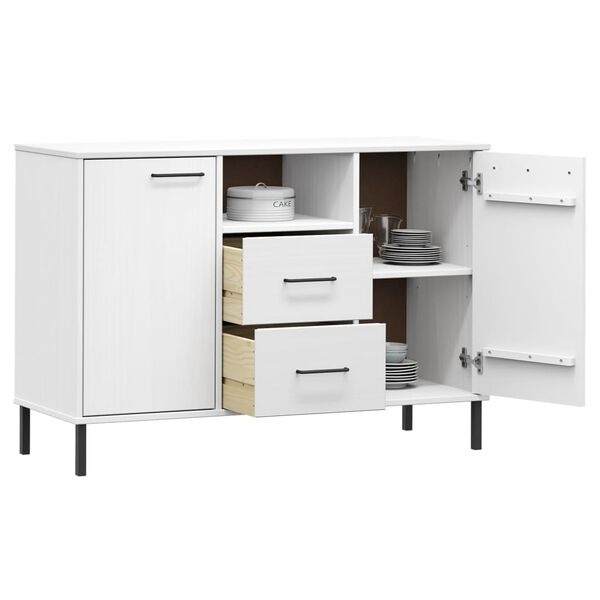 vidaXL Dressoir OSLO (113x40x77cm) met metalen poten - Grenenhout Wit | 59% Korting!