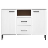 vidaXL Dressoir OSLO (113x40x77cm) met metalen poten - Grenenhout Wit | 59% Korting!