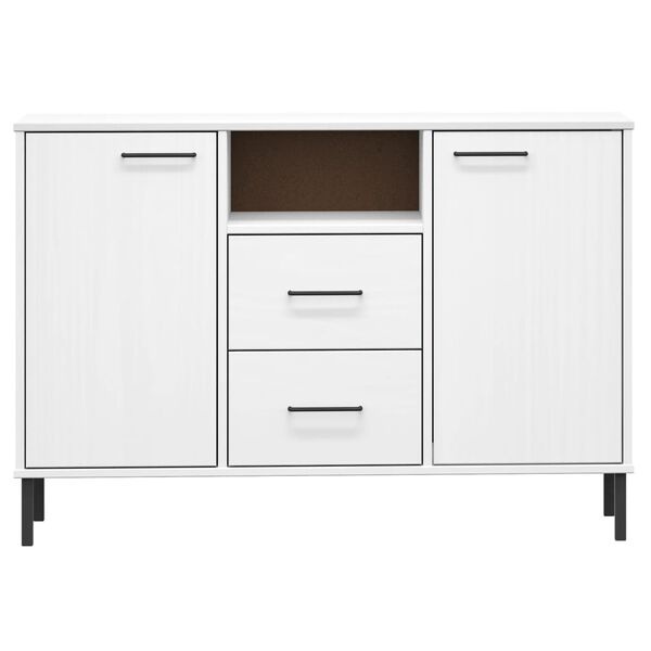 vidaXL Dressoir OSLO (113x40x77cm) met metalen poten - Grenenhout Wit | 59% Korting!