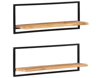vidaXL Wandschappen 2 st. Massief Acaciahout/Staal - 53% Korting
