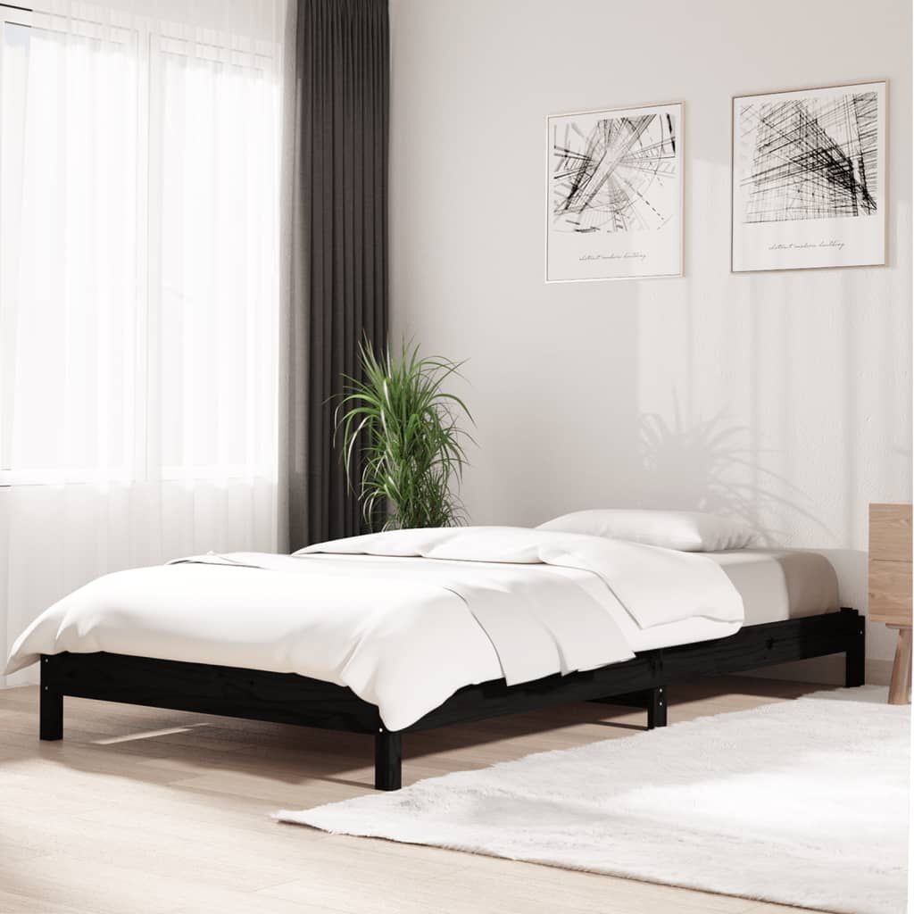 vidaXL Stapelbed Grenenhout Zwart 80x200 cm - 54% Korting!