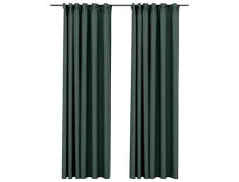 VidaXL Gordijnen Linnen-Look Groen - 30% Korting
