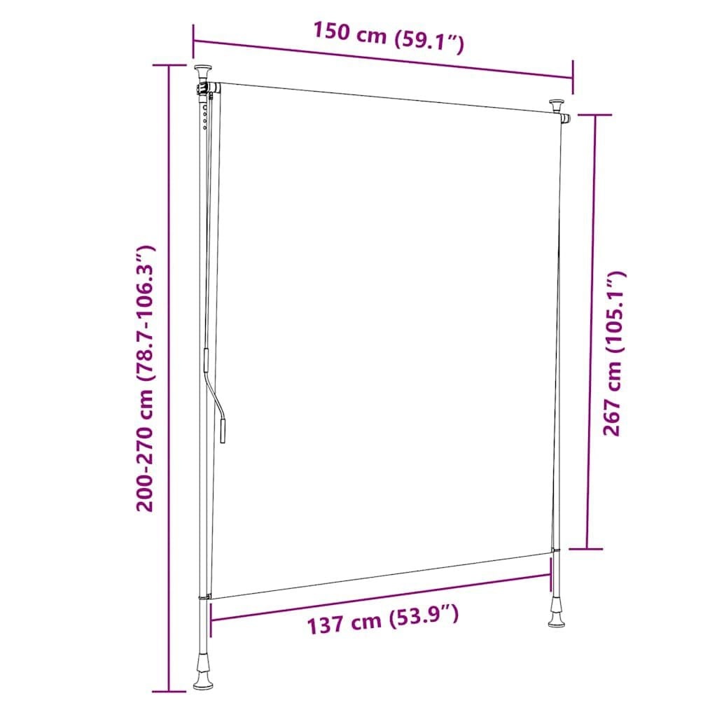 vidaXL Rolgordijn voor buiten 150x270 cm crème