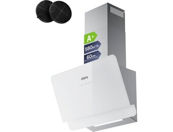 CIARRA CBCS6765C A+ 60cm Afzuigkap Zilveren Wandmontageafzuigkappen 580m³/u 3 Snelheden Touchbediening Recirculatie Afzuigkap met Koolstoffilter CBCF055 Geschikt voor Keukens
