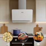 CIARRA CBCS6765C A+ 60cm Afzuigkap Zilveren Wandmontageafzuigkappen 580m³/u 3 Snelheden Touchbediening Recirculatie Afzuigkap met Koolstoffilter CBCF055 Geschikt voor Keukens