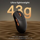 RK ROYAL KLUDGE M30 Gaming Mouse Wireless, 12000 DPI PixArt PAW3311 Sensor, 41 g Ultralight, 1000Hz Polling Rate, 2,4 G/USB-C/Bluetooth Muis Gaming, 250mAh, Volledig programmeerbare toetsen, Zwart