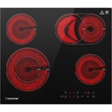 AMZCHEF Keramische kookplaat 60 cm, kookplaat 4 kookplaten 6600W met 9 standen, dual-zone en braadzone, ingebouwde kookplaat met automatische uitschakeling, timer, veiligheidsvergrendeling