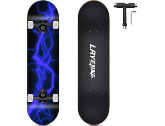 LAYENNE Skateboard, Professional Complete Skateboard, 81 x 20 cm, 7 Layer Maple Board, ABEC-11 Support, Suitable for Adults, Beginners, Boys, Girls, Teenagers and Children