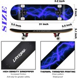 LAYENNE Skateboard, Professional Complete Skateboard, 81 x 20 cm, 7 Layer Maple Board, ABEC-11 Support, Suitable for Adults, Beginners, Boys, Girls, Teenagers and Children