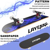 LAYENNE Skateboard, Professional Complete Skateboard, 81 x 20 cm, 7 Layer Maple Board, ABEC-11 Support, Suitable for Adults, Beginners, Boys, Girls, Teenagers and Children