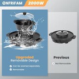 2000W Electric 2 in 1 Hot Pot and Grill Suitable for 2-8 People Large Dimension 50cm BBQ Grill Hot Pot with Divider, Evenly Heats with Independent Temperature Control, Nonstick and Smokeless