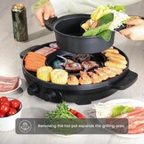 2000W Electric 2 in 1 Hot Pot and Grill Suitable for 2-8 People Large Dimension 50cm BBQ Grill Hot Pot with Divider, Evenly Heats with Independent Temperature Control, Nonstick and Smokeless