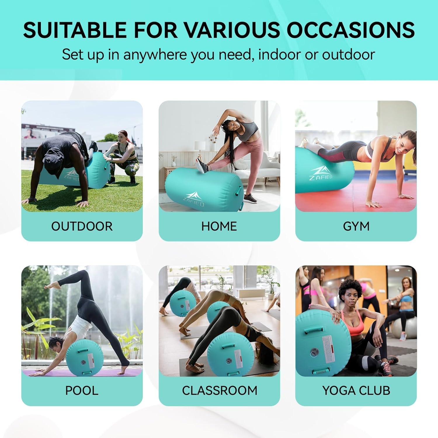 Rouleau de gymnastique gonflable avec pompe à air - Avec pompe à air - Tapis d'entraînement - Rouleau de fitness
