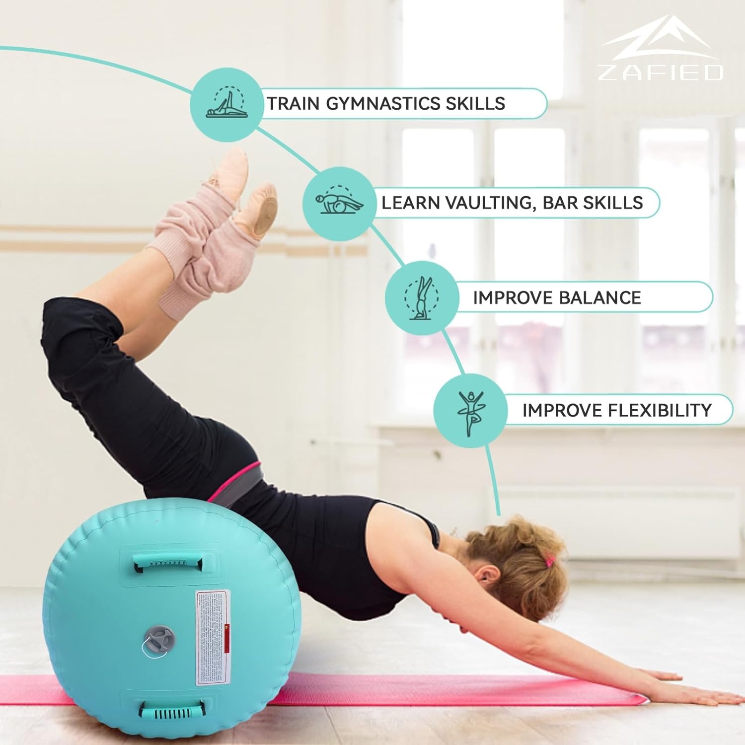 Rouleau de gymnastique gonflable avec pompe à air - Avec pompe à air - Tapis d'entraînement - Rouleau de fitness