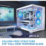 MUSETEX Y6 Mid Tower PC-hoes, wit, 5 x 120 mm PWM ARGB-ventilatoren, 270° gehard glas, ATX, Micro-ITX, 7 uitbreidingssleuven, USB 3.2 Type-C, 6,7 kg