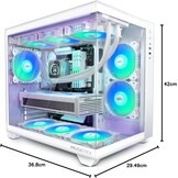 MUSETEX Y6 Mid Tower PC-hoes, wit, 5 x 120 mm PWM ARGB-ventilatoren, 270° gehard glas, ATX, Micro-ITX, 7 uitbreidingssleuven, USB 3.2 Type-C, 6,7 kg