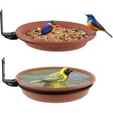 Pack of 2 Bird Drinking Balcony Bird Feeder Dispenser Bird Feeder Balcony Railing Round with Wall Mount Wild Bird Bird Drinking Accessories Bird House for Hanging Bird Bath