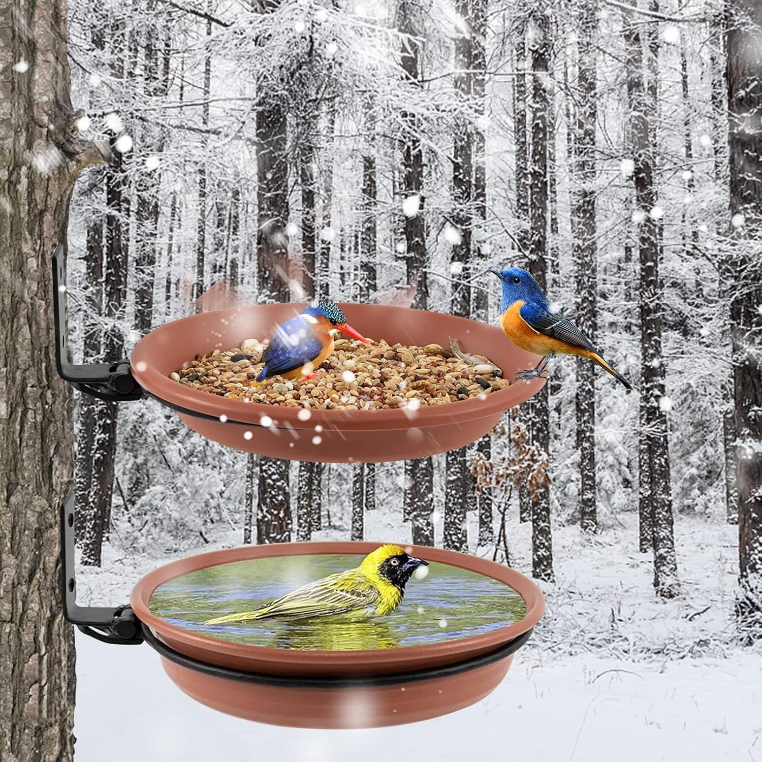 Pack of 2 Bird Drinking Balcony Bird Feeder Dispenser Bird Feeder Balcony Railing Round with Wall Mount Wild Bird Bird Drinking Accessories Bird House for Hanging Bird Bath