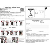 ALEVMOOM Verstelbare wandelstok met zitting voor mannen en vrouwen, opvouwbare wandelstokken met draagtas, schietstok max. belasting 440 lbs, draagbare rietkruk met kussen voor oudere volwassenen