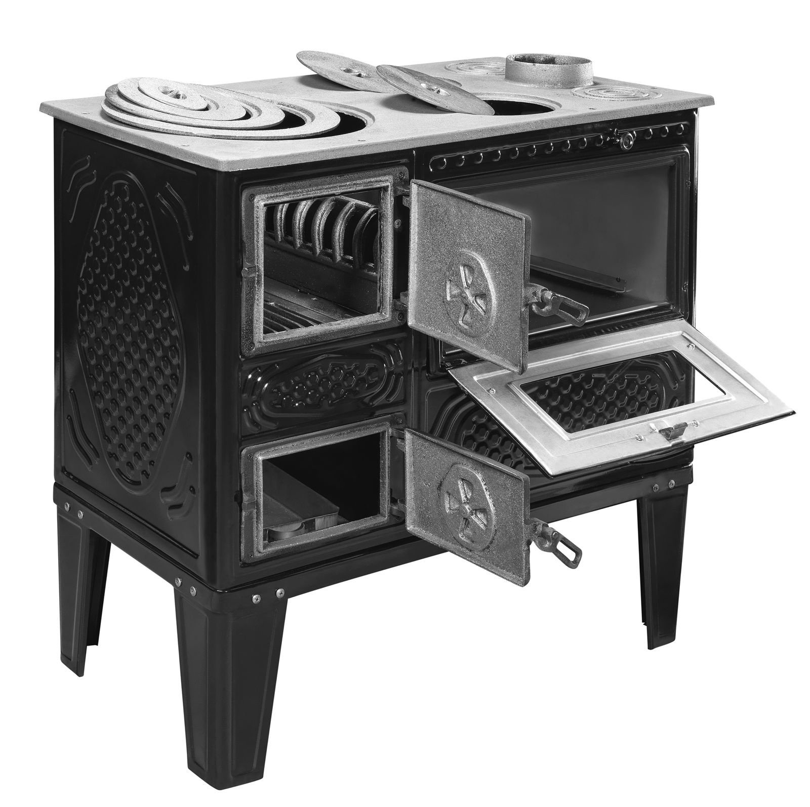 Houtfornuis - houtkachel - zwart - 7,85 kW - verwarmt tot 55 m²