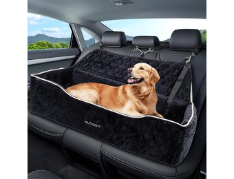 Hondenautostoel voor middelgrote en grote honden, afneembaar, wasbaar, hondenstoel, auto, hondenbed auto voor de achterbank, zwart