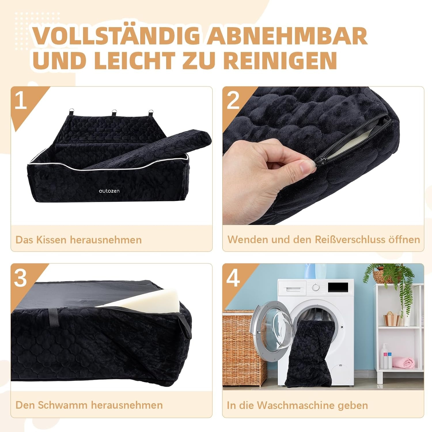 Hondenautostoel voor middelgrote en grote honden, afneembaar, wasbaar, hondenstoel, auto, hondenbed auto voor de achterbank, zwart