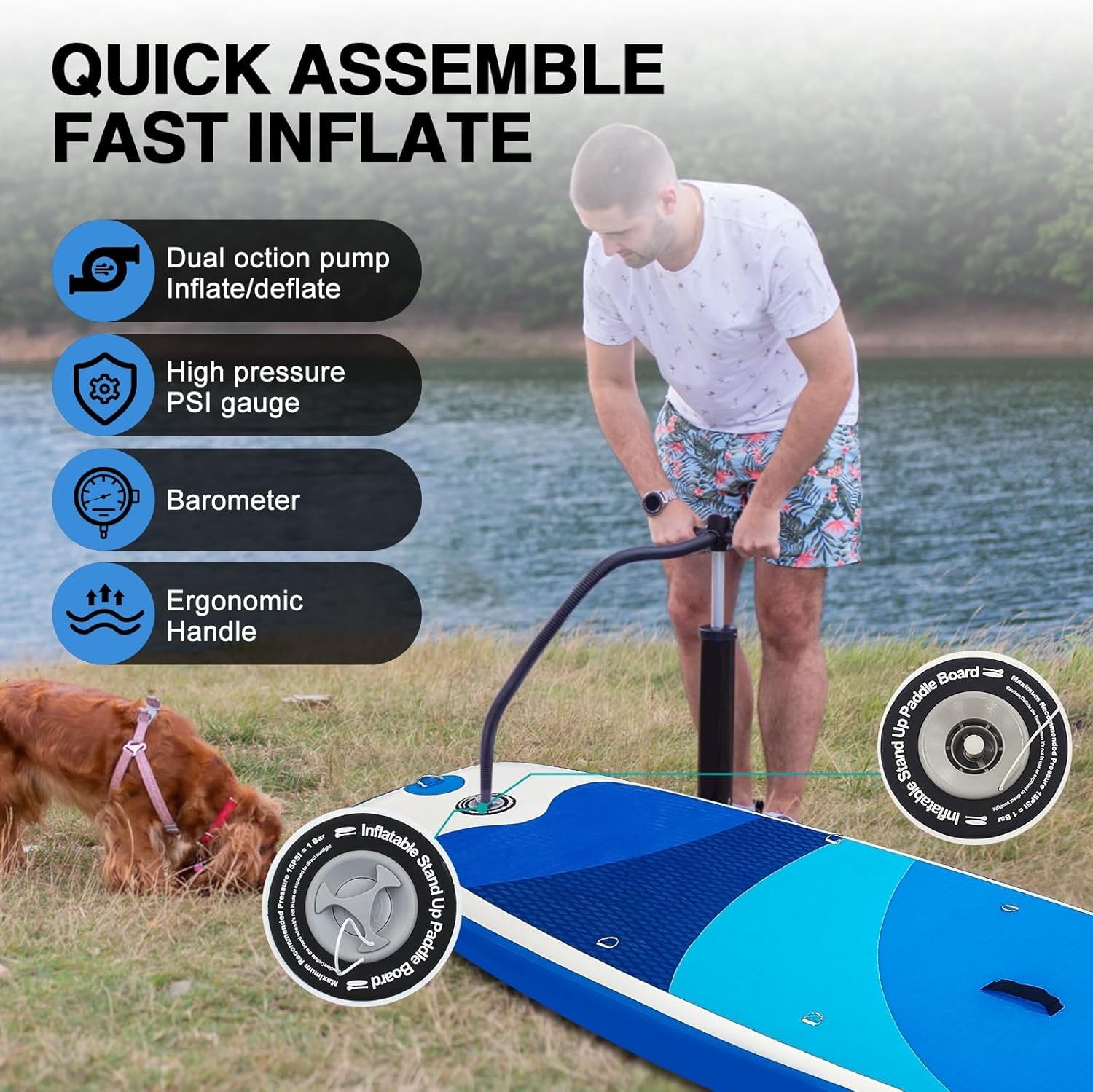 SUP-board met zitting, opblaasbare surfplank met draagvermogen tot 200 kg, accessoires voor beginners, volwassenen en kinderen