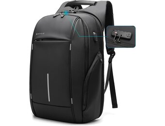 BANGE Business Laptop Rucksack mit Anti-Diebstahl Schnalle und Reißverschluss Tasche für Männer und Frauen (Schwarz aktualisieren)