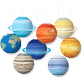 8 Pcs Planet Paper Lanterns, Space Theme Lanterns, Hanging Planet Lanterns, Solar System, Party Decorations for Class Science and Birthdays