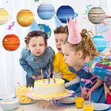 8 Pcs Planet Paper Lanterns, Space Theme Lanterns, Hanging Planet Lanterns, Solar System, Party Decorations for Class Science and Birthdays