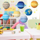 8 Pcs Planet Paper Lanterns, Space Theme Lanterns, Hanging Planet Lanterns, Solar System, Party Decorations for Class Science and Birthdays