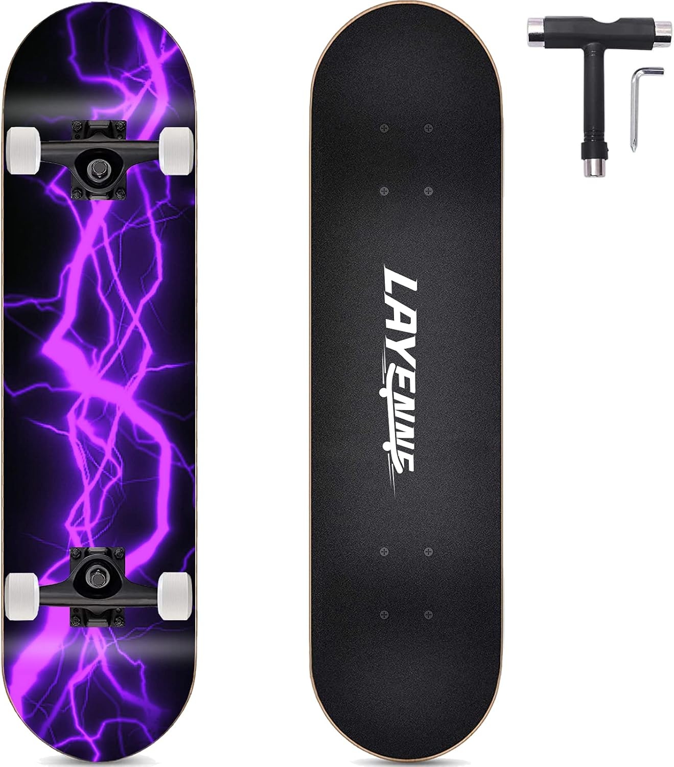 LAYENNE Skateboard Compleet - 27% Korting! 81x20cm Esdoorn, ABEC-11