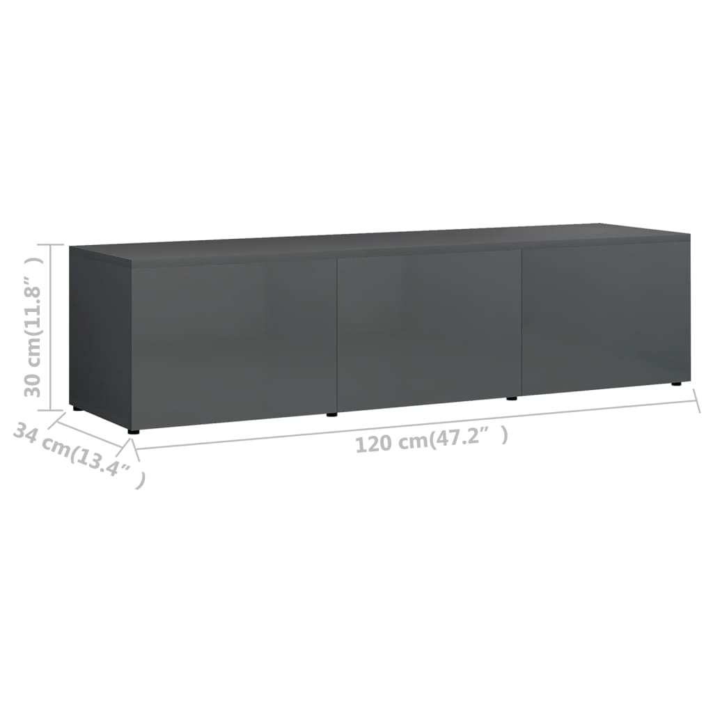 vidaXL TV-meubel Hoogglans Grijs (120cm) - 28% Korting!