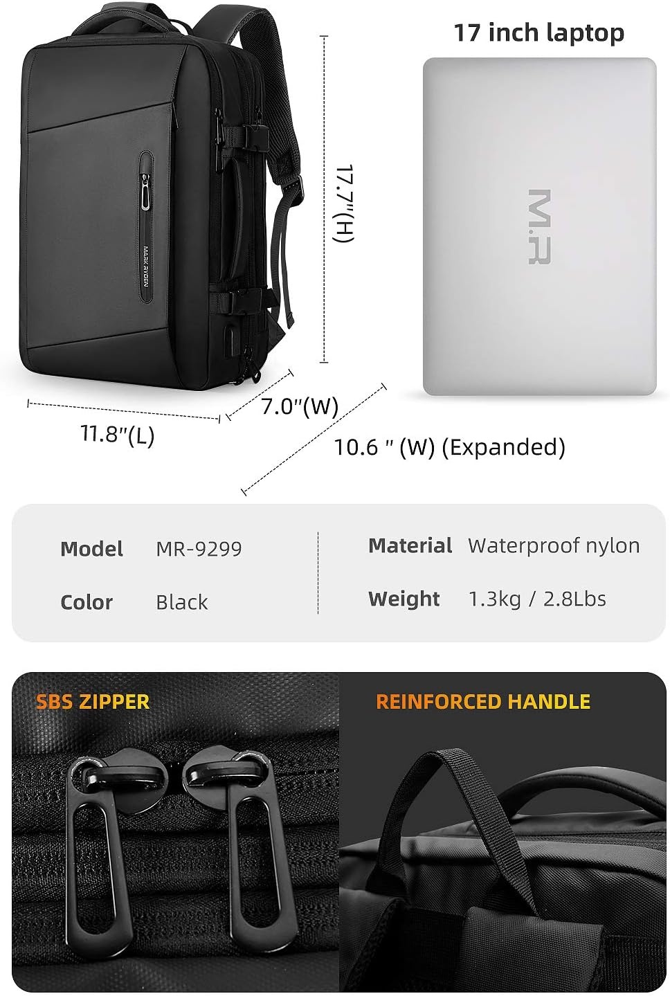 MARK RYDEN Business Rugzak Heren - Waterdicht & Anti-diefstal - Nu 27% Korting!