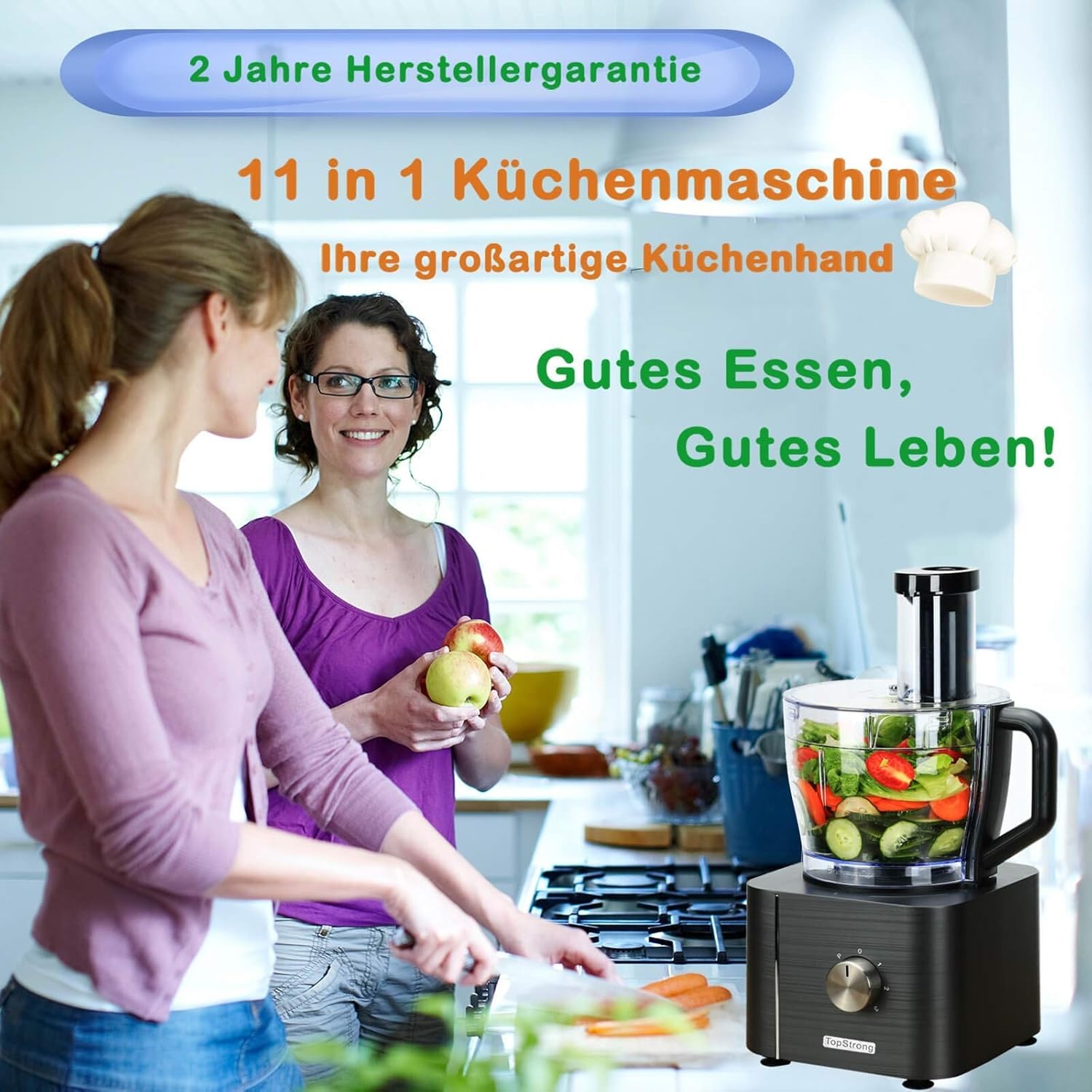 TopStrong Keukenmachine 1100W - 11 Functies, 3.2L Kom - 28% Korting!