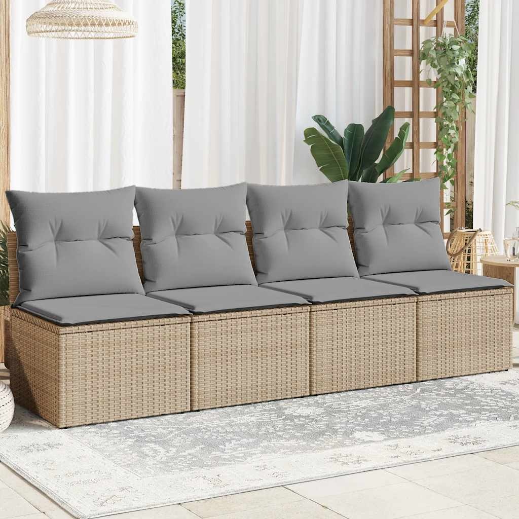 vidaXL Tuinbank 4-zits Poly Rattan Beige - 29% Korting!